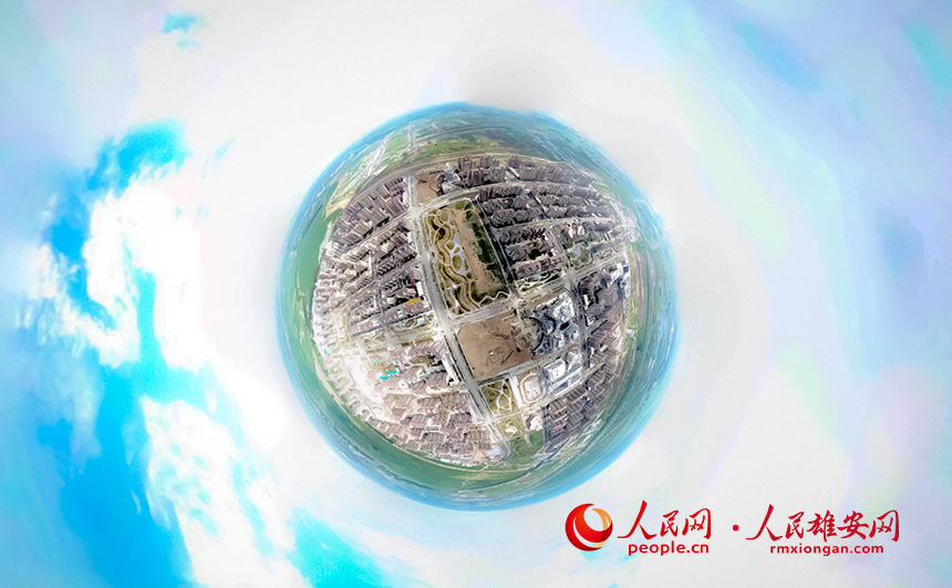 航拍雄東片區A單元安置房及配套設施項目全景。人民網 宋燁文攝