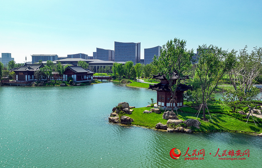 航拍雄安國際酒店園林景觀。人民網 李兆民攝