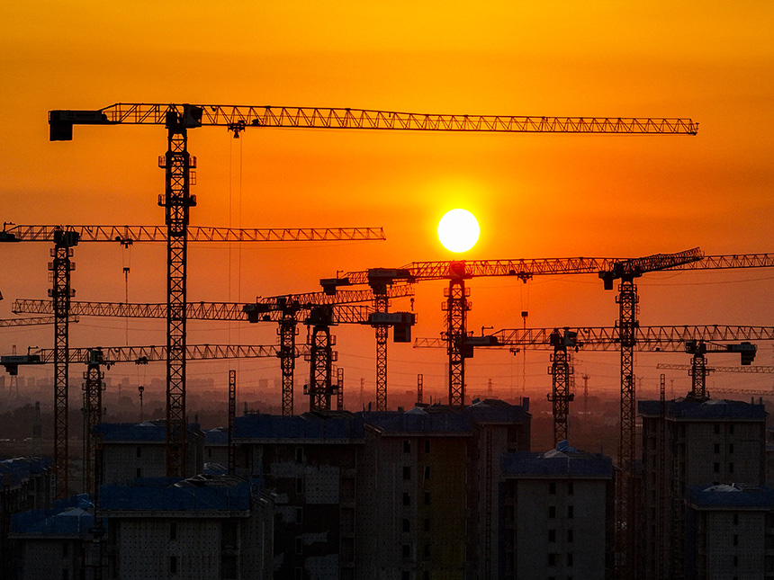 航拍雄安新區容西片區安置房二期工程建設現場。胡忠攝