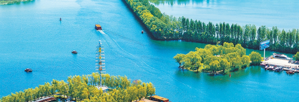 金秋十月，白洋淀水清岸綠，風光如畫。